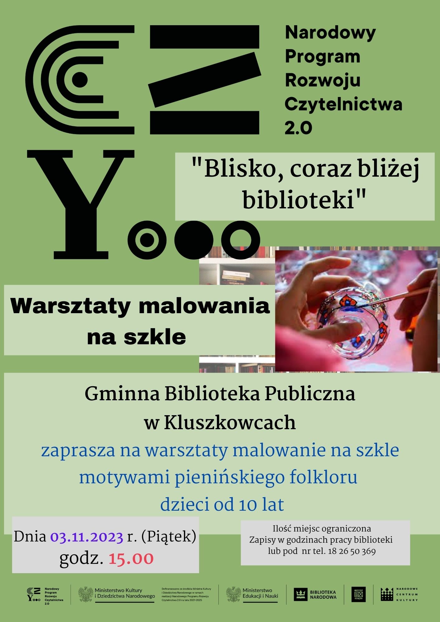 Gminna Biblioteka Publiczna w Kluszkowcach zaprasza na warsztaty malowania na szkle