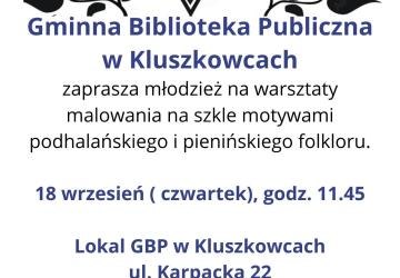 Warsztaty malowania na szkle motywami podhalańskiego folkloru dla młodzieży