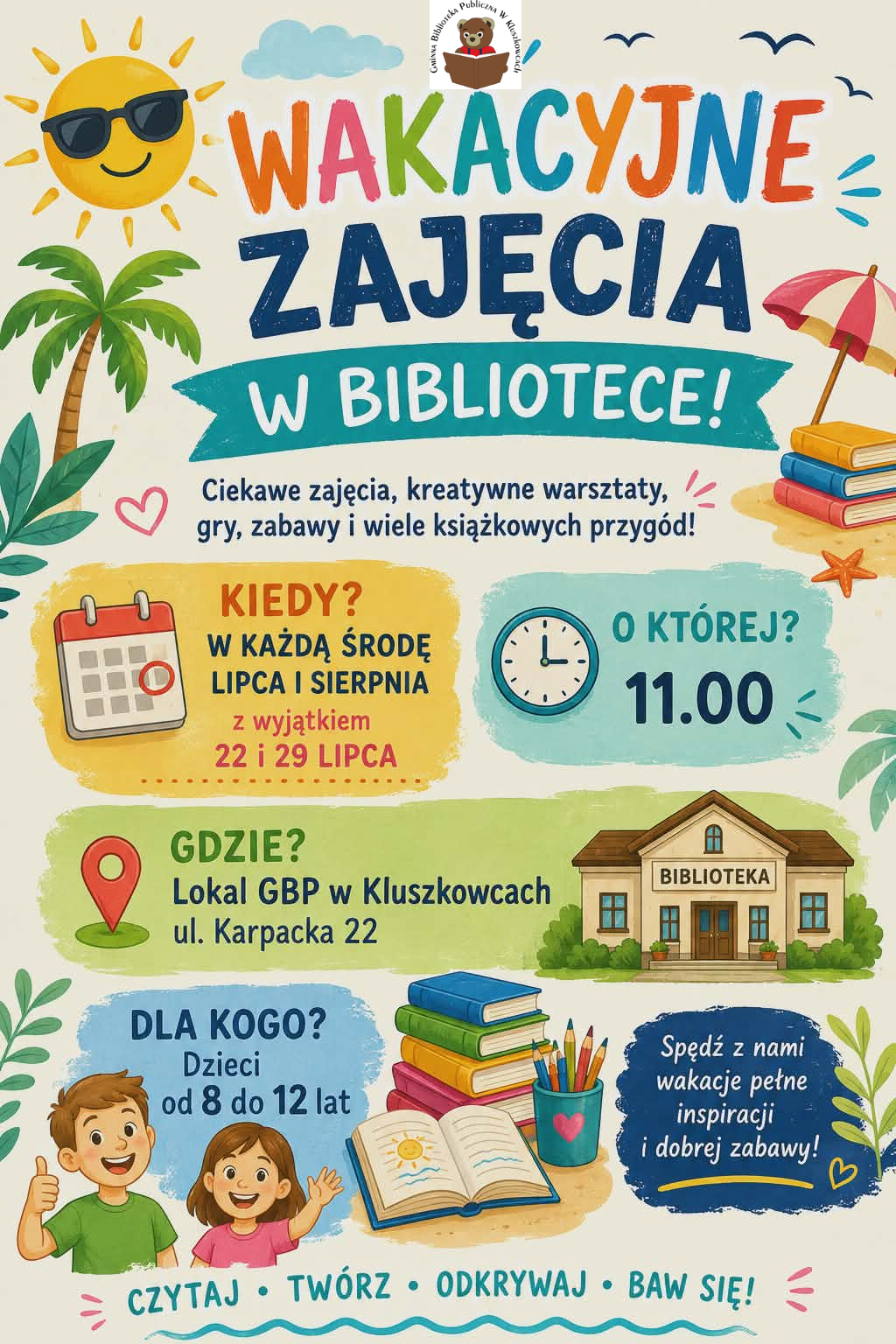 WAKACJE W BIBLIOTECE!